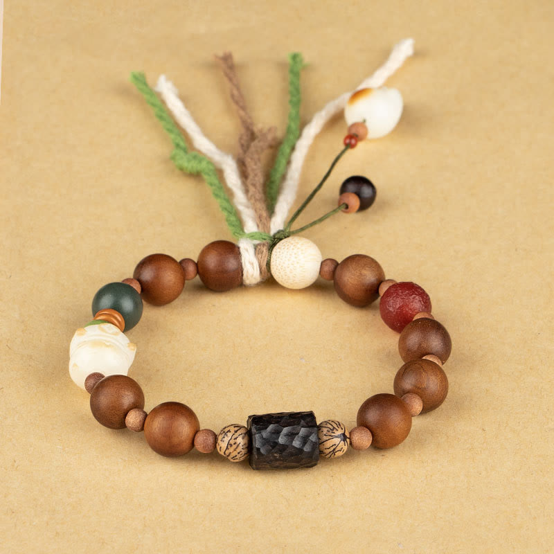 Buddha Stones Lightning Strike Wood Bodhi Seed Cat Paw Claw Auspiciousness Protection Tassel Bracelet Bracelet BS 1
