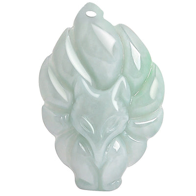 Buddha Stones Natural Jade Nine Tailed Fox Luck Prosperity Necklace Pendant Necklaces & Pendants BS 7