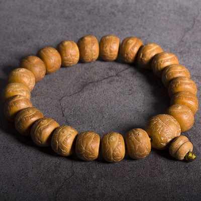 Buddha Stones Bodhi Seed Luck Auspiciousness Wrist Mala Tassel Pocket Mala Wrist Mala BS 15mm 21 Beads Round Pendant