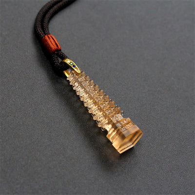 Buddha Stones Liuli Ancient Pagoda Wisdom Necklace Necklaces & Pendants BS Amber(Necklace Length: 45cm)
