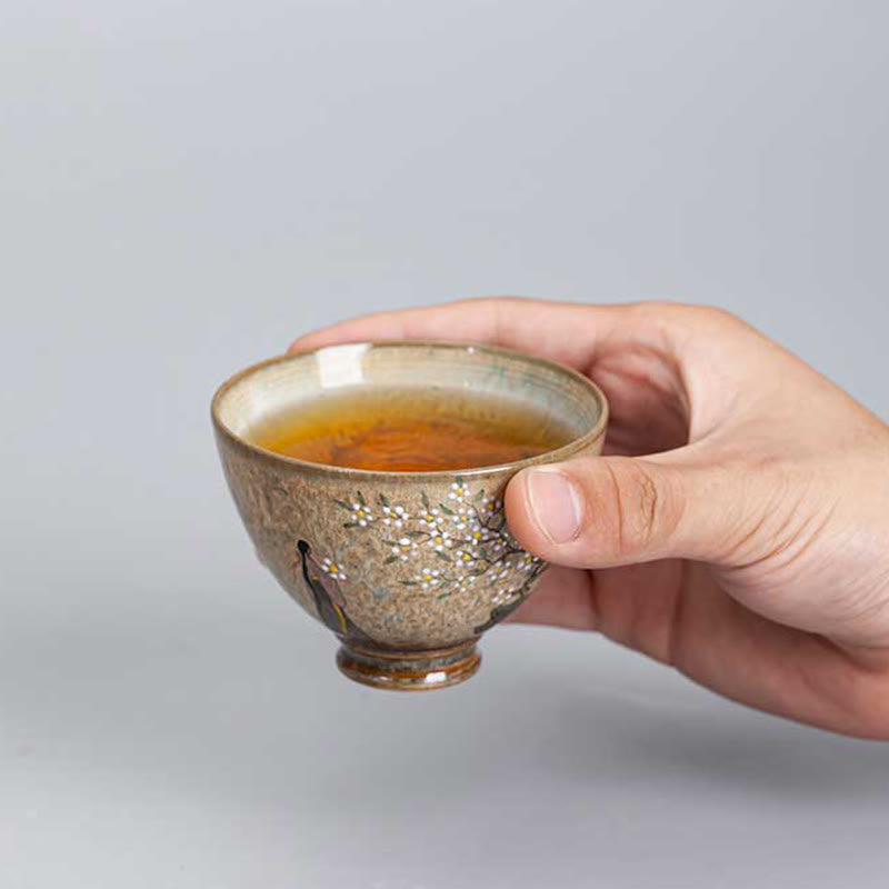 Buddha Stones Jingdezhen Hand Painted Ru Kiln Porcelain Hanfu Girl Flower Ceramic Teacup Kung Fu Tea Cups Cup BS 6