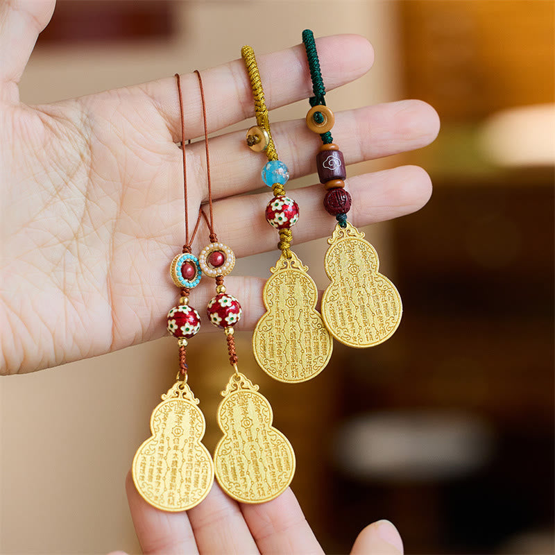 Buddha Stones Wu Lou Gourd Fu Character Tai Sui Amulet Fortune Phone Hanging Decoration Key Chain Hanging Decoration BS main