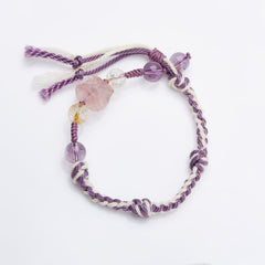 Buddha Stones Natural Fluorite Amethyst Silver Sheen Obsidian Tiger's Eye Protection Rope Bracelet Bracelet BS Fluorite(Wrist Circumference 14-18cm)