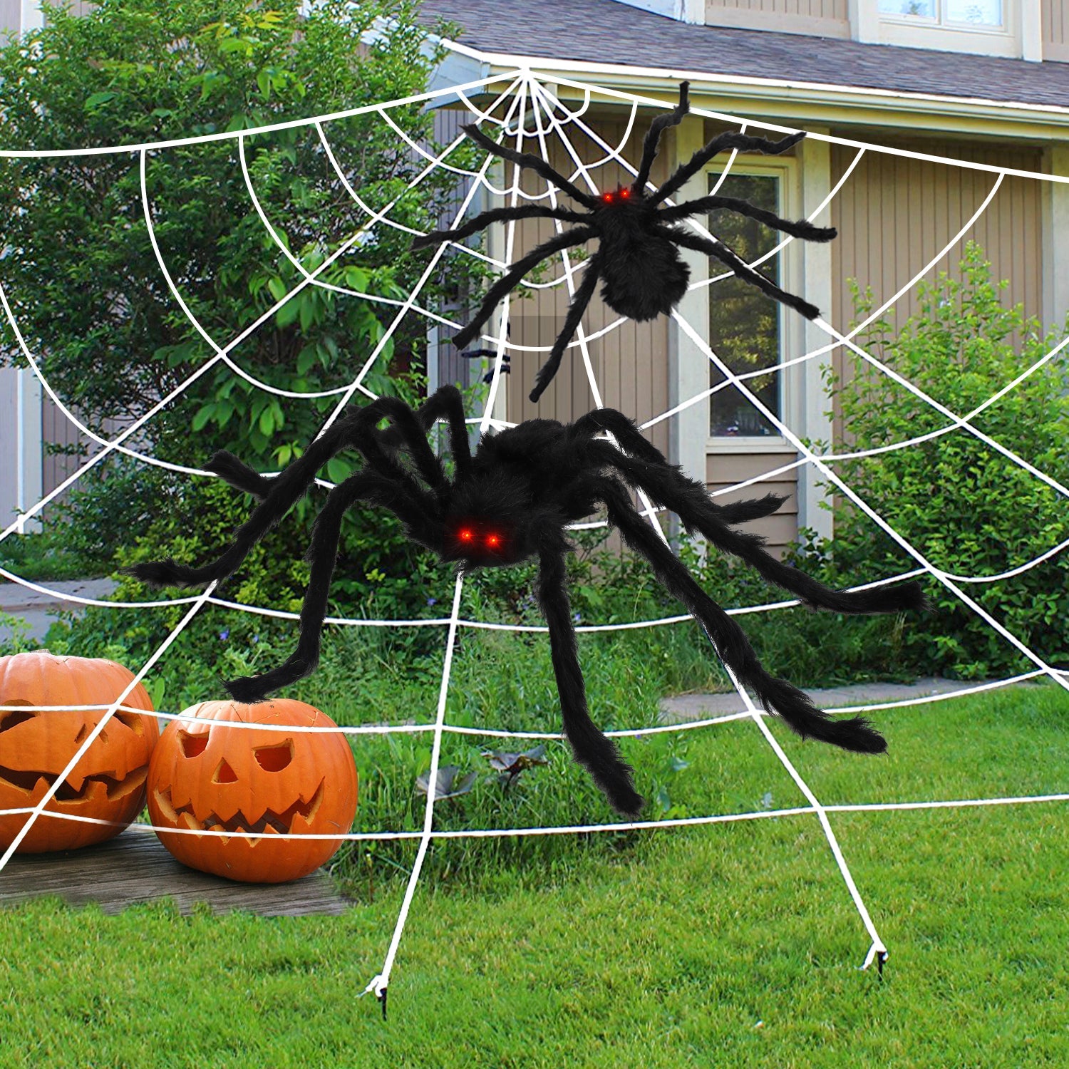 Fidtoy Juego de 2 arañas gigantes decorativas de Halloween