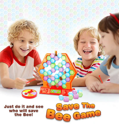 Fidtoy Save the Bee Stacking and Tumbling Game for Kids Ages 3+, Plastic Beehive Balance Board Game with 45 Honeycomb Pieces, 2 Grabbers, Spinner and Bee, Color Recognition Fine Motor Family Game