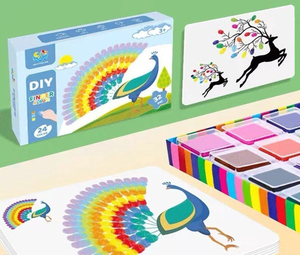 Kit de Libro de Arte para Garabatos con Pintura de Dedos Creativa DIY - 24 Colores