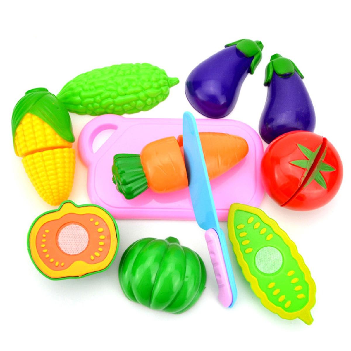 Set de juego de cortar vegetales con tabla y cuchillo - 12 piezas