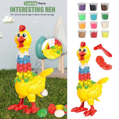 DIY Plumas Coloridas Gallina Masa para Jugar Ponedora de Huevos - 286
