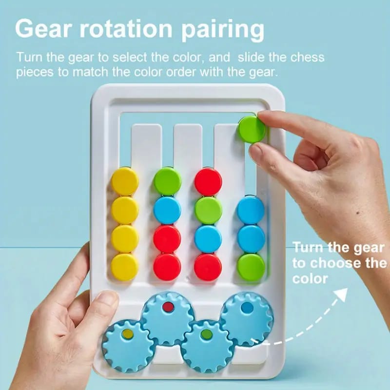 Fidtoy 2in1 Four Color Matching Gear Pattern Logic Game, Plastic Manual Color Matching Gear Puzzle, Spatial Awareness and Numeracy Logic Toy Ages 2-6