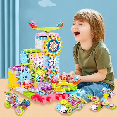 Fidtoy Magical Electronic Interlocking Gear Blocks 83 Pieces STEM Building Toy for Preschool Kids Age 2-6
