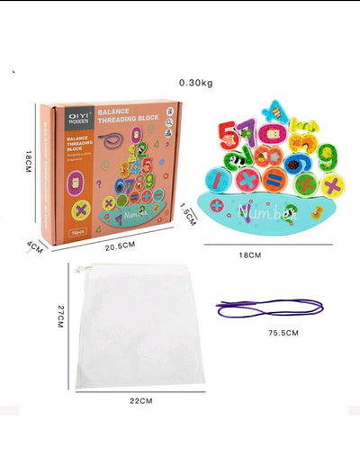 Fidtoy Wooden Balance Block and Lacing Set for Kids
