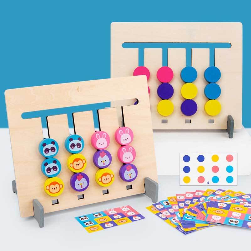 Fidtoy Planche de puzzle en bois double face pour les tout-petits | Jouet éducatif Montessori de logique et d'association de couleurs