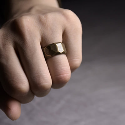 Buddha Stones Tibetan Simple Design Copper Wealth Ring Ring BS 18