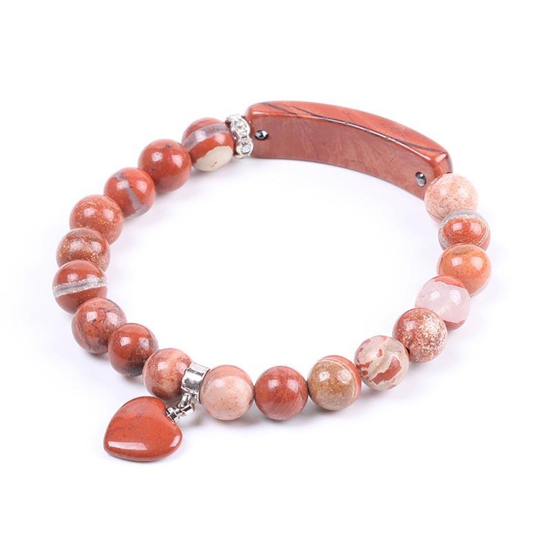 Foviel Natural Quartz Love Heart Healing Beads Bracelet