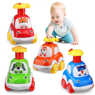 Fidtoy Press-to-Go Animal Car Toy Set for Toddlers 2+ 4Pcs | Motor Skill & Color Learning