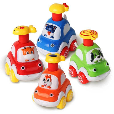 Fidtoy Press-to-Go Animal Car Toy Set for Toddlers 2+ 4Pcs | Motor Skill & Color Learning