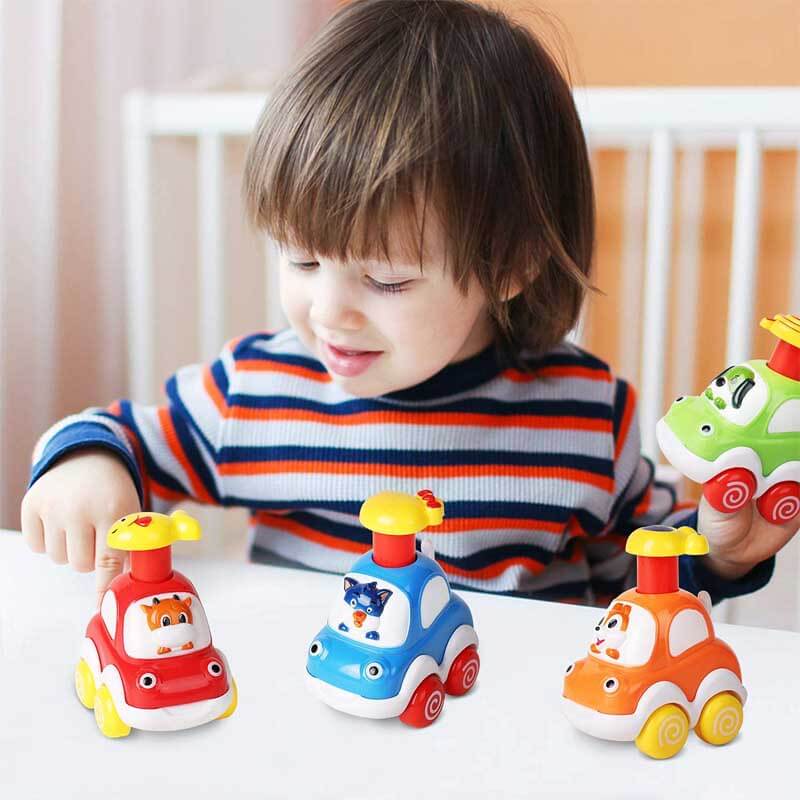 Fidtoy Press-to-Go Animal Car Toy Set for Toddlers 2+ 4Pcs | Motor Skill & Color Learning