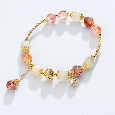 Buddha Stones Colorful Rutilated Quartz Cat Eye Zircon Auspiciousness Bead Bracelet Bracelet BS 5