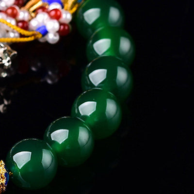 Buddha Stones Natural Green Agate Wrist Mala Success Charm Pocket Mala Car Decoration Wrist Mala&Decorations BS 8