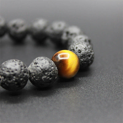 Foviel Lava Rock Tiger Eye Stone Peace Healing Bracelet
