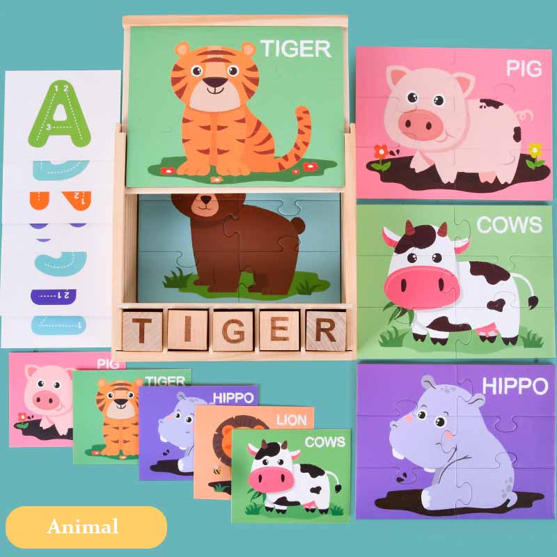 Jeu d'orthographe de l'alphabet en bois Fidtoy, jouet éducatif Montessori pour les enfants d'âge préscolaire et les tout-petits