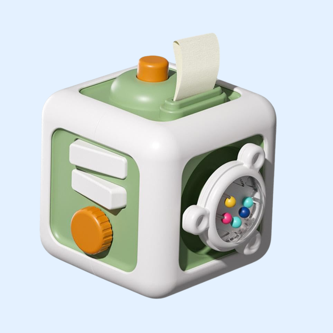 Fidtoy Montessori Busy Cube Jouet Sensoriel pour Tout-Petits Activité 6-en-1