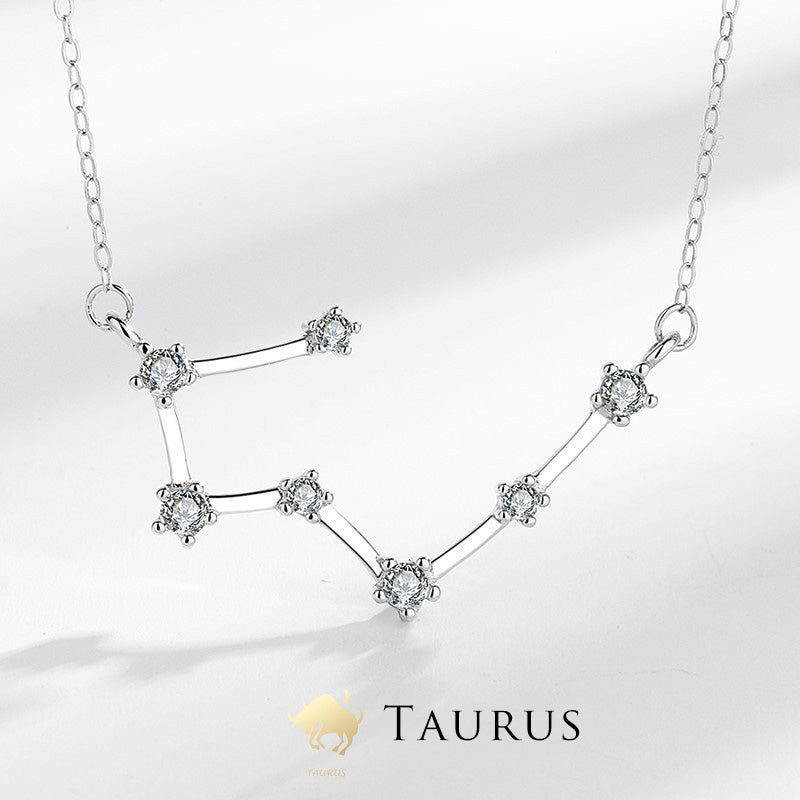 Collar Foviel de plata de ley 925 con las 12 constelaciones del zodiaco