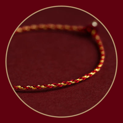 Buddha Stones 14K Gold Plated Handmade Red Gold Rope King Kong Knot Braided Luck Bracelet Bracelet BS 8