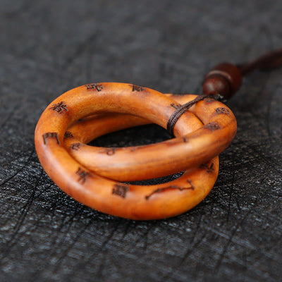 Buddha Stones Lightning Struck Jujube Wood Taoist Yin Yang Ring Qiankun Circle Leizu Taboo Luck Necklace Pendant 4