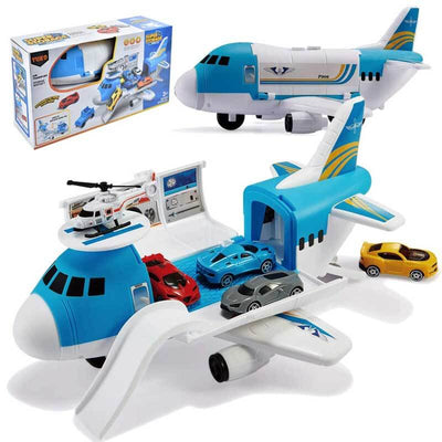 Fidtoy Ensemble de jeu d'avion cargo avec voitures et hélicoptère