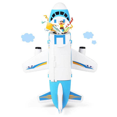 Fidtoy Ensemble de jeu d'avion cargo avec voitures et hélicoptère