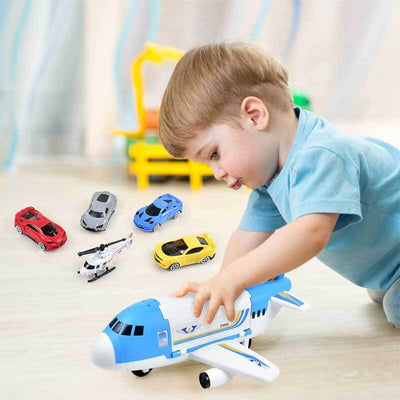 Fidtoy Ensemble de jeu d'avion cargo avec voitures et hélicoptère