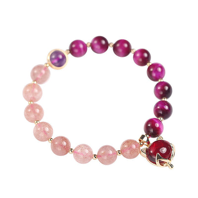 Foviel Natural Strawberry Quartz Pixiu Love Bracelet
