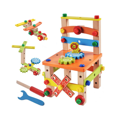 Fidtoy Juego de construcción de silla de madera Juguete de construcción Montessori