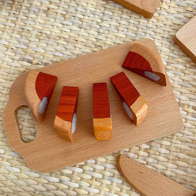 Accesorios de cocina de madera Fidtoy – Juego de cocina de juguete de 15 piezas para niños pequeños