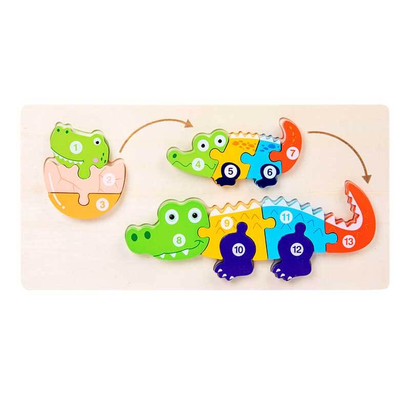 Fidtoy Ensemble de puzzles en bois d'animaux – Jouet d'apprentissage pour tout-petits avec formes d'animaux