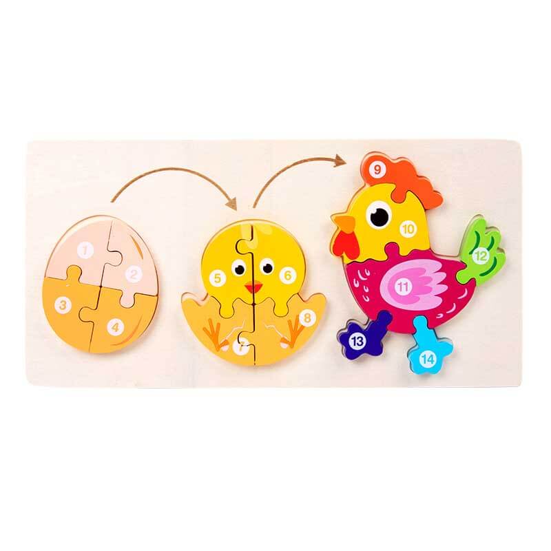 Fidtoy Ensemble de puzzles en bois d'animaux – Jouet d'apprentissage pour tout-petits avec formes d'animaux