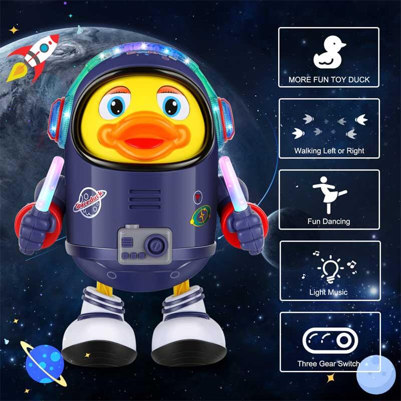 Fidtoy Space Duck Juguete Musical para Niños Pequeños | Aprendizaje Sensorial Interactivo con LED y Música