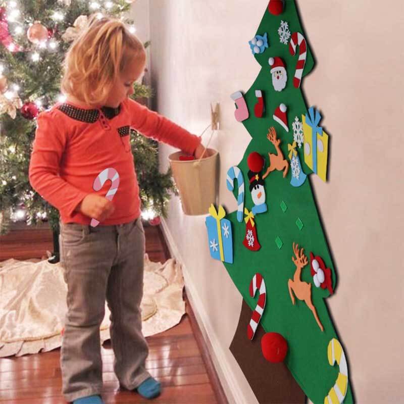 Fidtoy Kit de bricolage sapin de Noël en feutre avec 30 ornements – Activité de vacances Montessori pour tout-petits