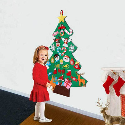 Fidtoy Kit de bricolage sapin de Noël en feutre avec 30 ornements – Activité de vacances Montessori pour tout-petits