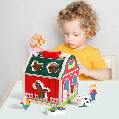 Fidtoy Jeu de tri de ferme en bois pour tout-petits Montessori