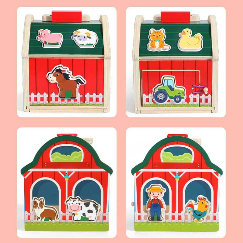 Fidtoy Jeu de tri de ferme en bois pour tout-petits Montessori