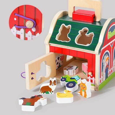 Fidtoy Jeu de tri de ferme en bois pour tout-petits Montessori