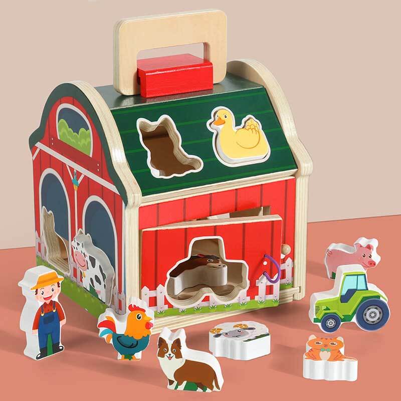 Fidtoy Jeu de tri de ferme en bois pour tout-petits Montessori
