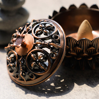 Buddha Stones Tibetan Lotus Shaped Purify Incense Burner Incense Burner BS 3