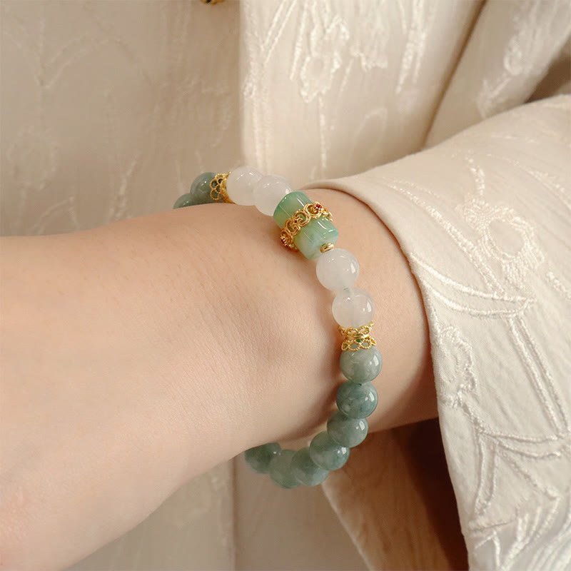 Buddha Stones Single Double Layer Jade Peace Buckle Luck Bracelet Bracelet BS 3
