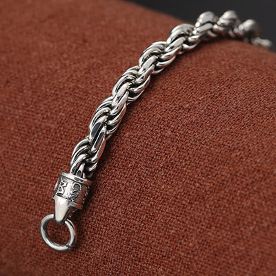 Buddha Stones 925 Sterling Silver Tibet Om Mani Padme Hum Double Dorje Vajra Twisted Design Peace Love Bracelet Bracelet BS 6