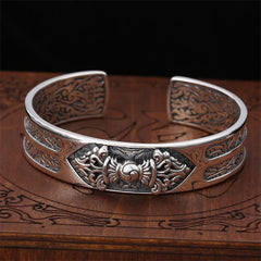 Bracelet jonc Foviel en argent sterling 925 gravé du Vajra Dorje, symbole de puissance spirituelle