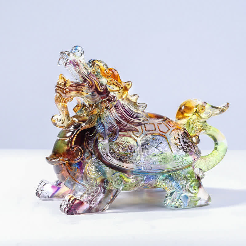 Buddha Stones Feng Shui Dragon Turtle Handmade Liuli Crystal Art Piece Home Office Decoration Decorations BS 5