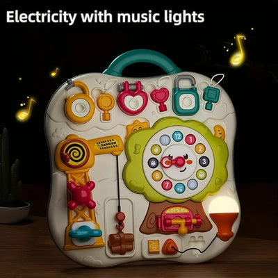 Fidtoy Montessori Multifunction Exploration Busy Board for Babies Light Music Sensory Travel Learning Toy Age 0-3